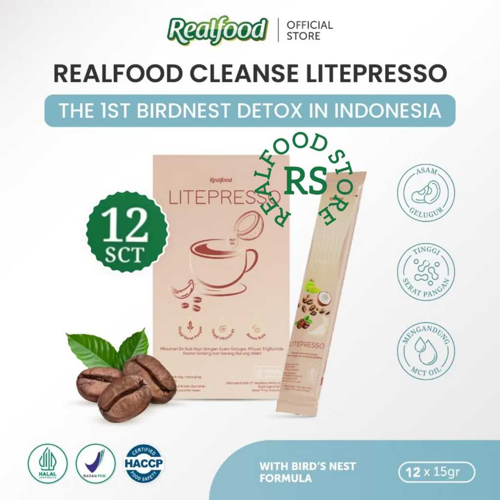 

Realfood Cleanse Litepresso Coffee Mengandung Sarang Burung Walet 12 Sct