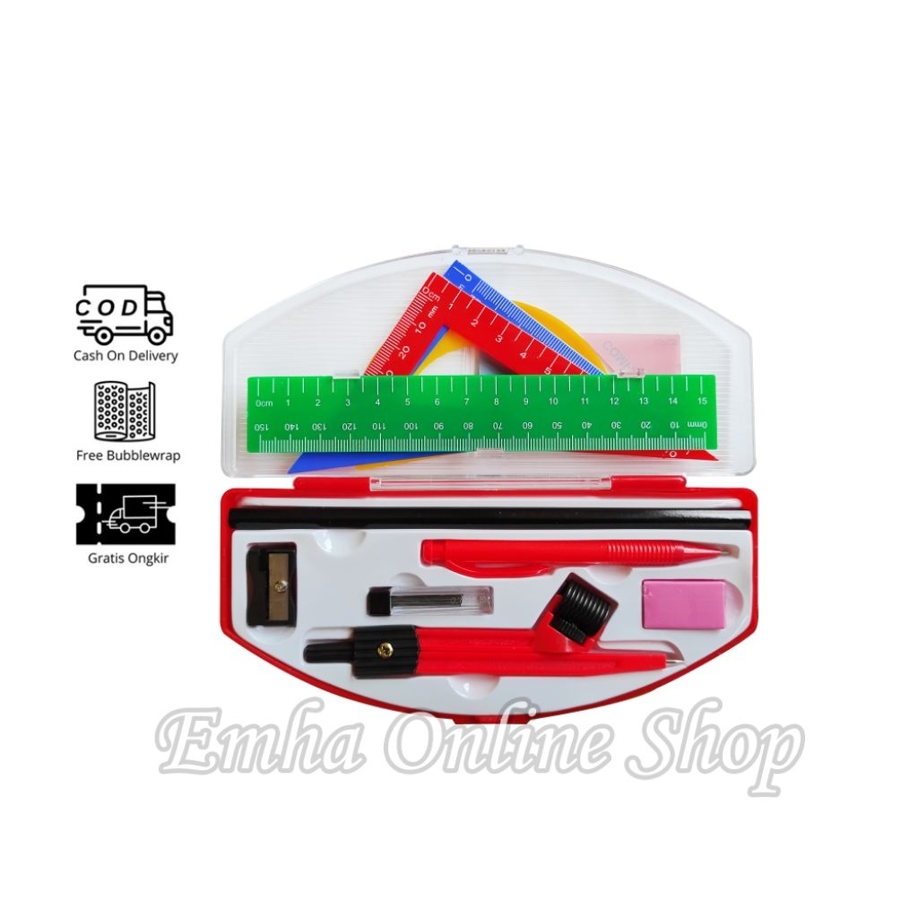 

Jangka Busur Derajat 10Pcs Set Compass Sharpener Mechanical Pensil Ruler Penggaris Spare Lead Eraser Matematika Fisika Sekolah Arsitek