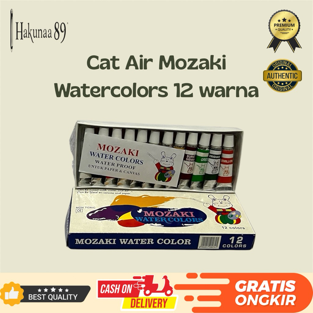 

Cat Air MOZAKI 12 Warna – Watercolors Tahan Air & Aman Digunakan