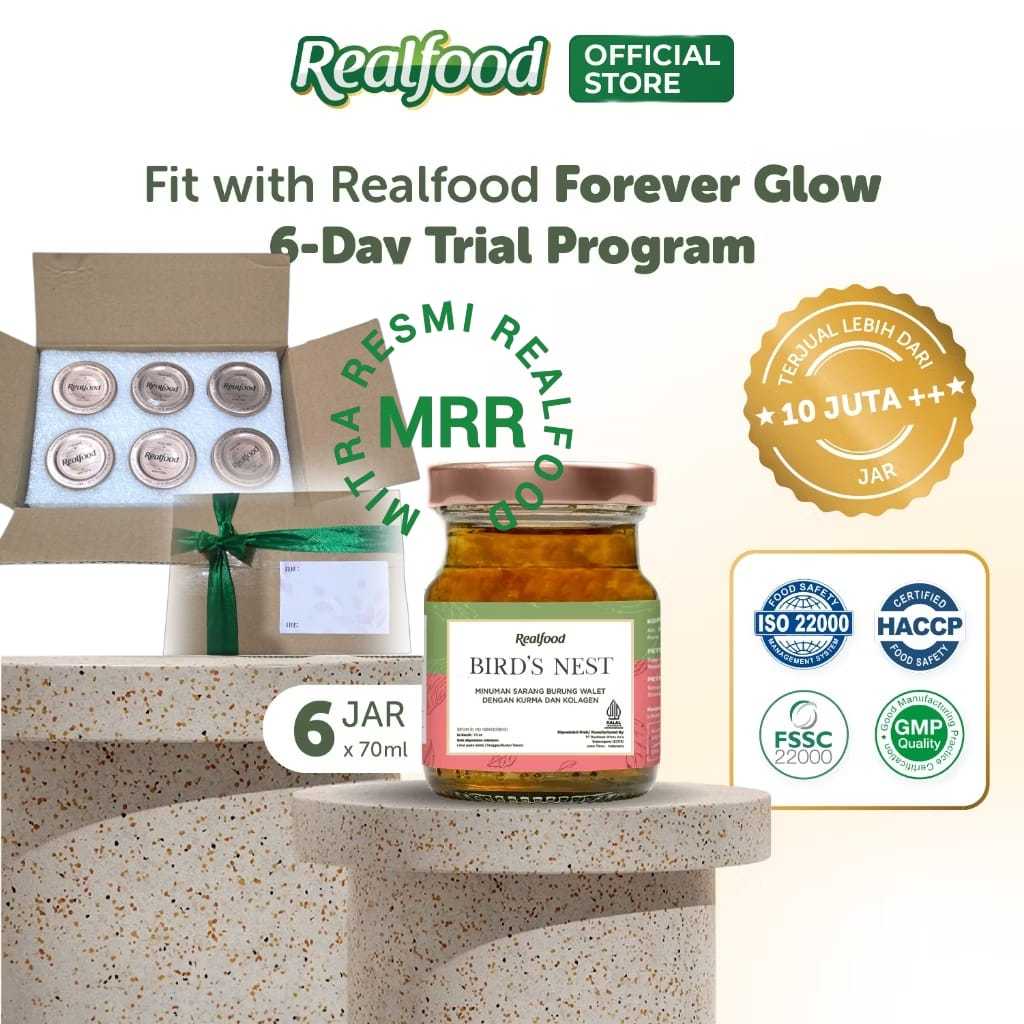 

Realfood Forever Glow Kurma + Kolagen 6 Botol Box Polos ( Minuman Sarang Burung Walet ) MRR