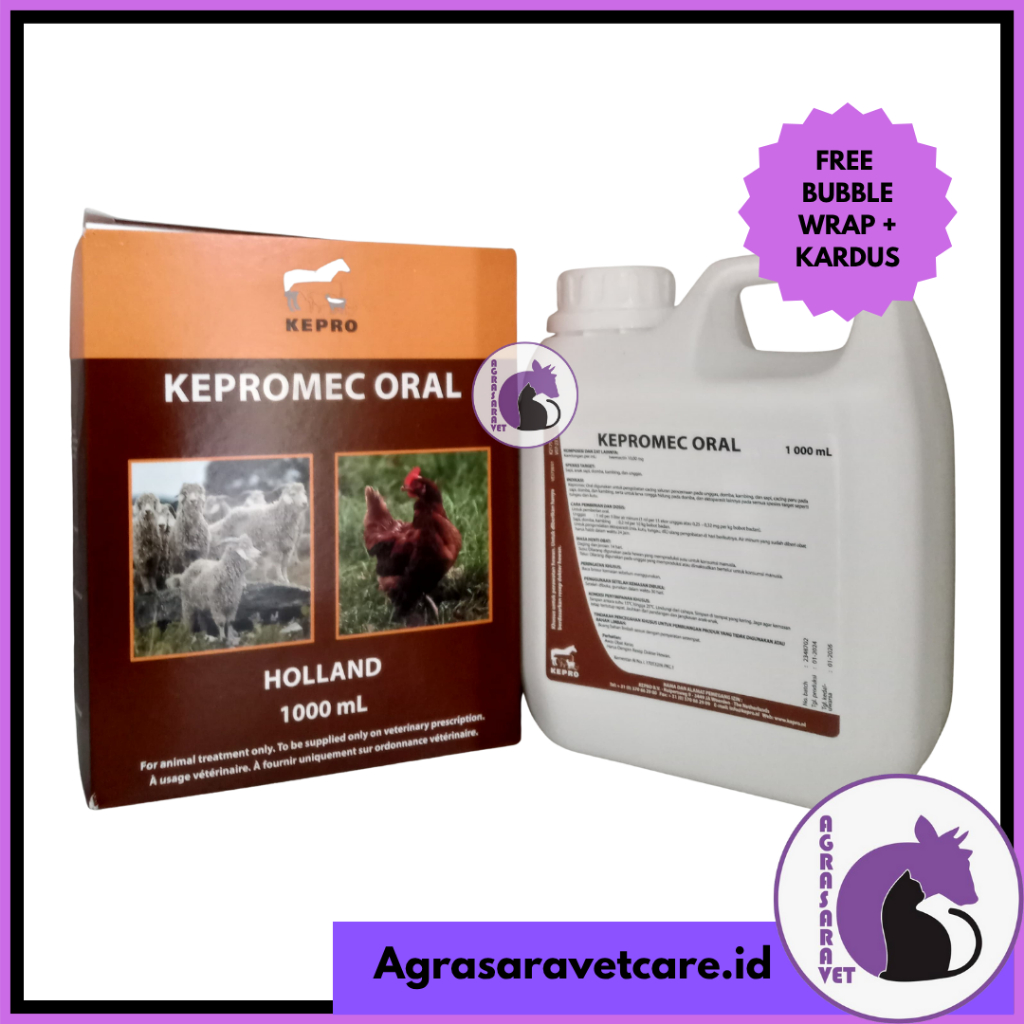 KEPROMEC ORAL 1 LITER -obat cacing gudig scabies ternak sapi ayam kambing anjing kucing kelinci