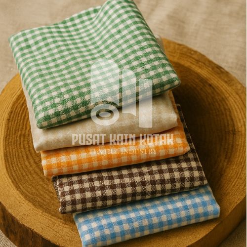 grosir kain ecera Kain Kotak Kotak Katun Yarndyed cele Lebar 150cm (Ukuran Kotak 2mm & 4mm)/kain kot