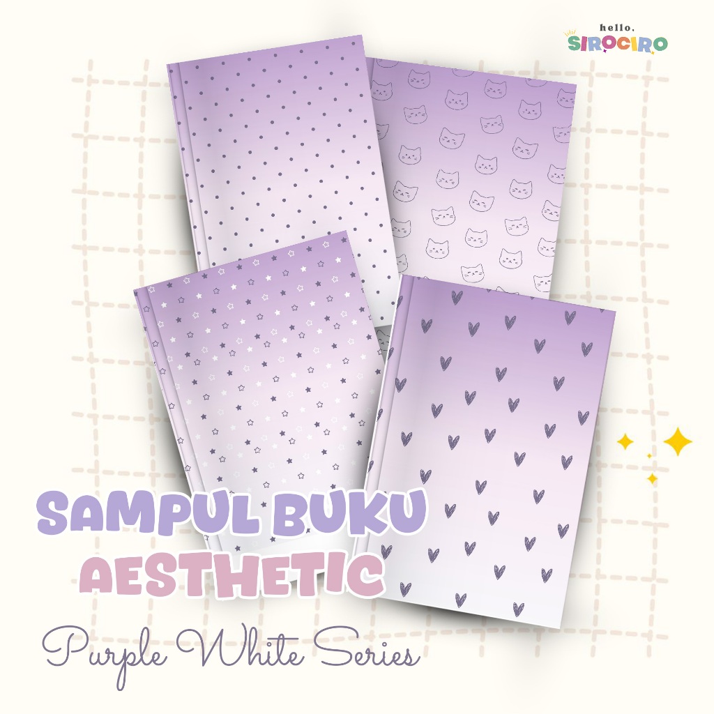 

8 Lembar Sampul Buku PURPLE WHITE Aesthetic Sampul Buku Lucu A5 & B5