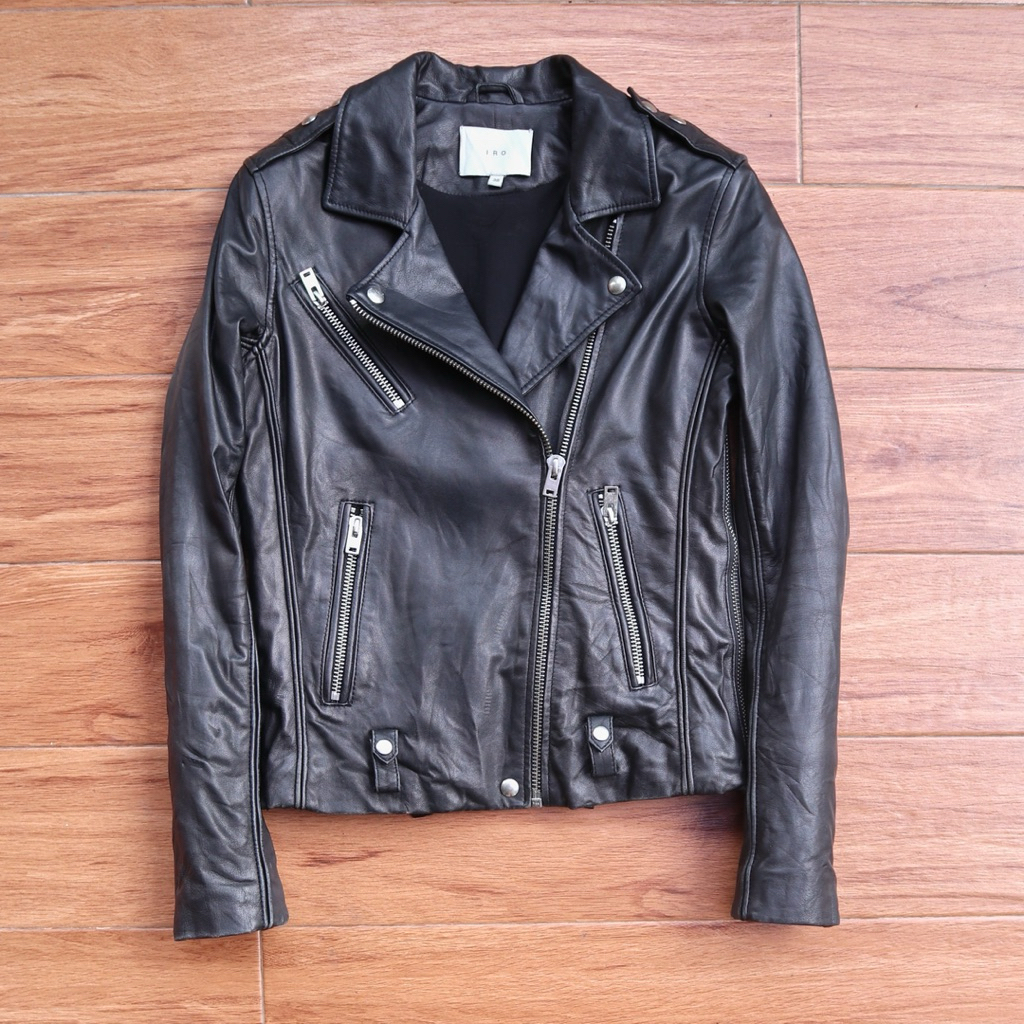 IRO Jaket kulit M asli domba biker ramones wanita jaket motor cewek double rider crop cropped genuin