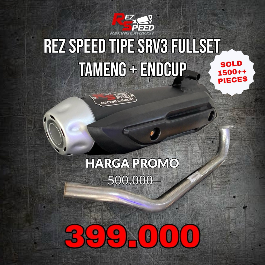 Knalpot Rez Speed Tipe SRV3 Standar Racing Fullset Endcup & Tameng Beat Vario Aerox 155 Turbo Nmax N