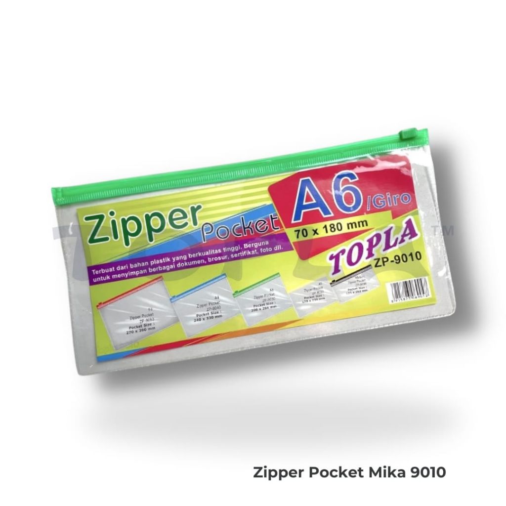 

map zipper pocket mika A6 per lusin #