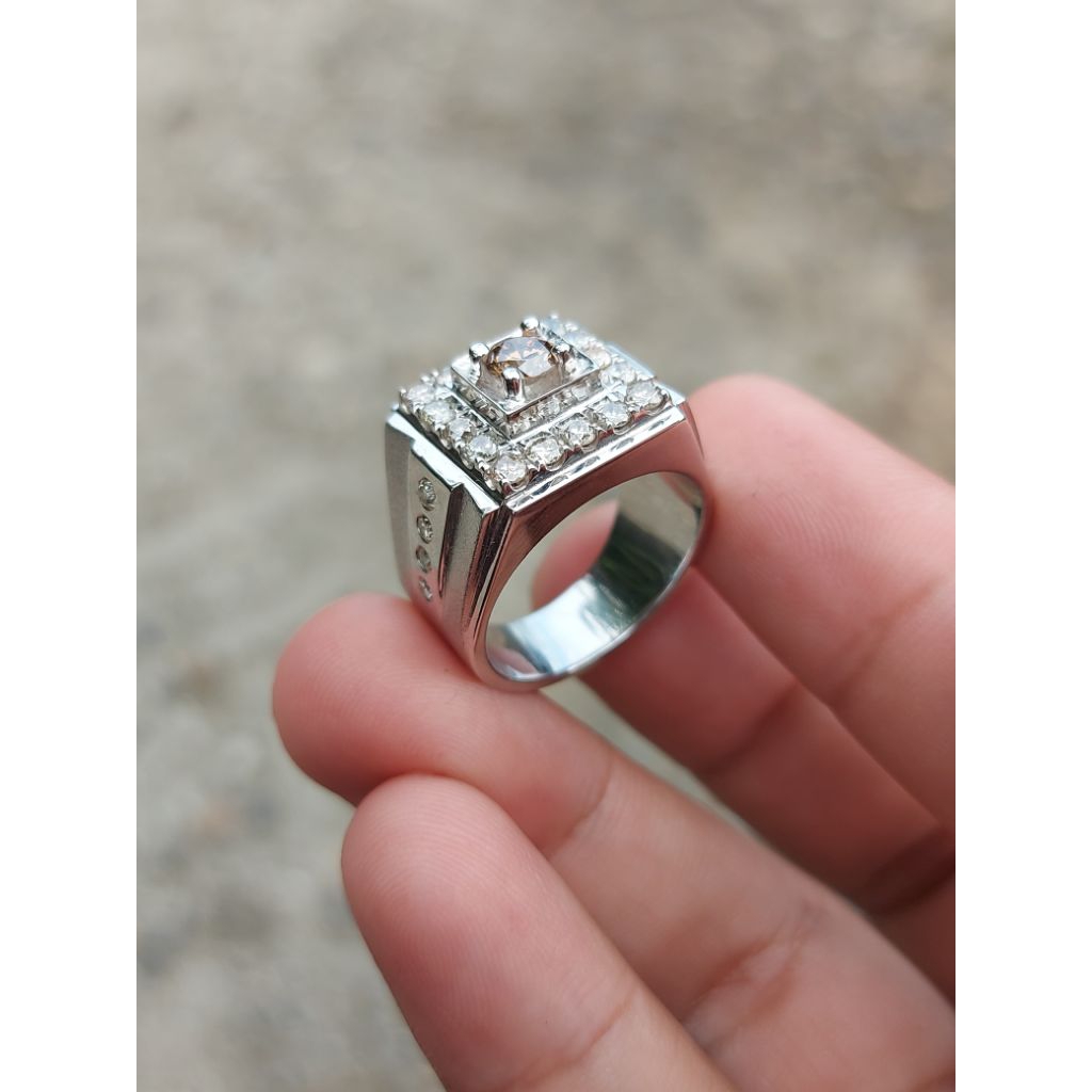cincin fupll berlian cowok mata utama berat 0.30 keliling full berlian eropa ring perak ringsize 20