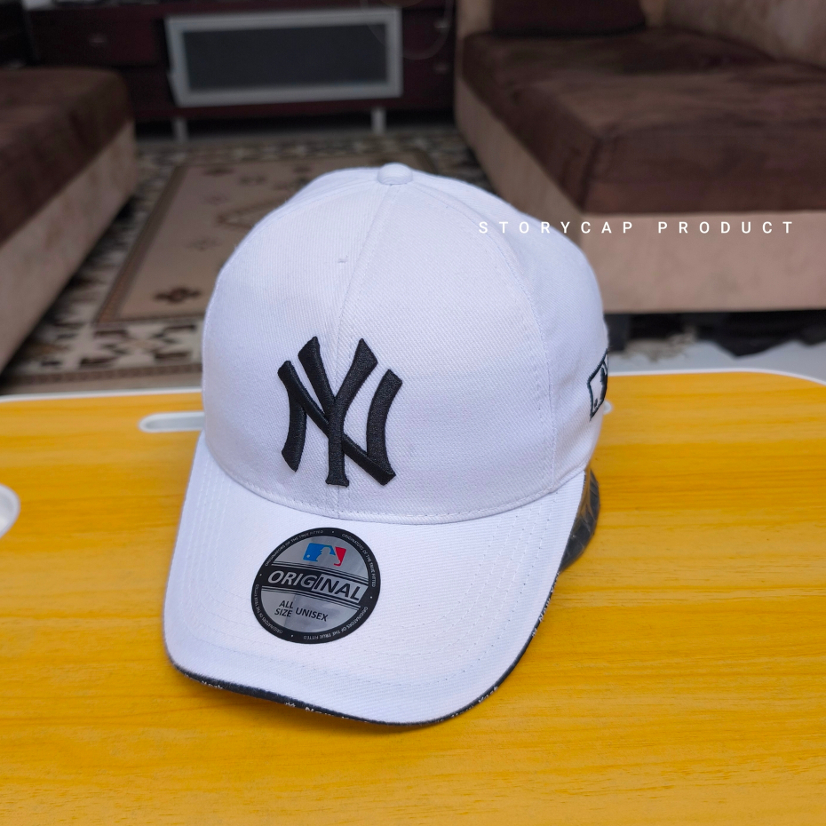 TOPI BASEBALL DISTRO LOGO NY - TOPI BASEBALL PRIA WANITA NY PUTIH