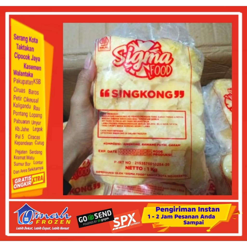 

Singkong Keju Sigma Food 1 Kg, Frozen Serang