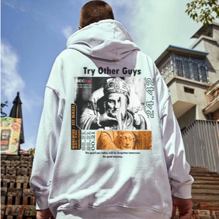 Sweater Hodiee Putih Keren Cowok Cewek Unisex Ukuran M-XXL Bahan Tebal Murah Terbaru Jaket Hodie Ker