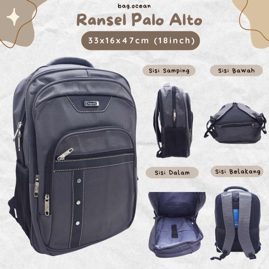TAS PALO ALTO KANVAS HALUS KUAT LIS KULIT 18 INCHI 4 RUANG UNIK ORIGINAL / TAS LAPTOP PALO ALTO BAHA