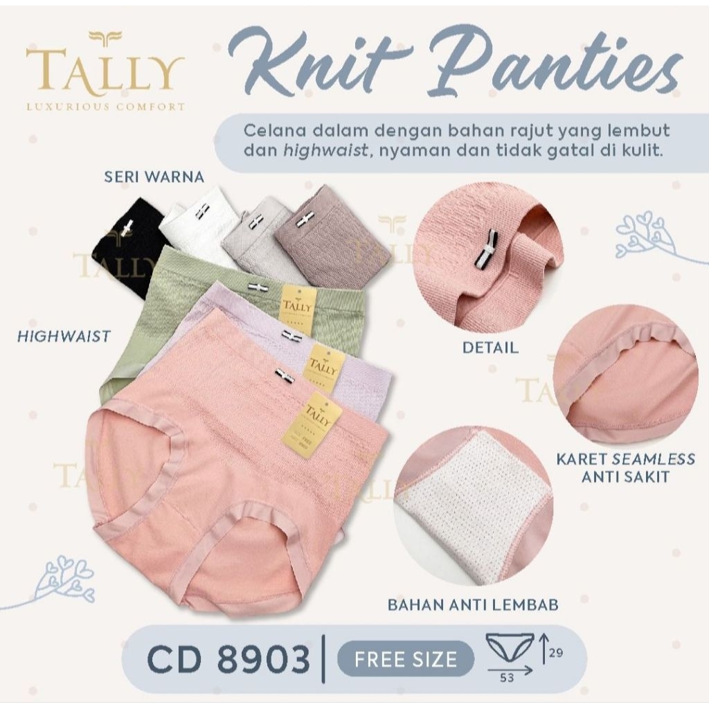 [ZDS] 3/6 PCS CELANA DALAM TALLY 8903 - KNIT PANTIES RAJUT CD WANITA