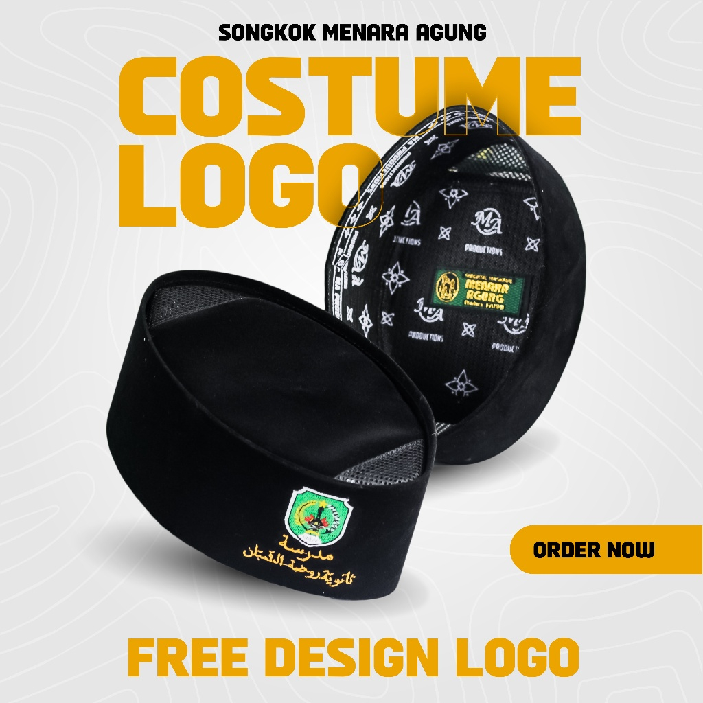 Peci Songkok Custom Logo Bordir Sesuai Reques Permintaan