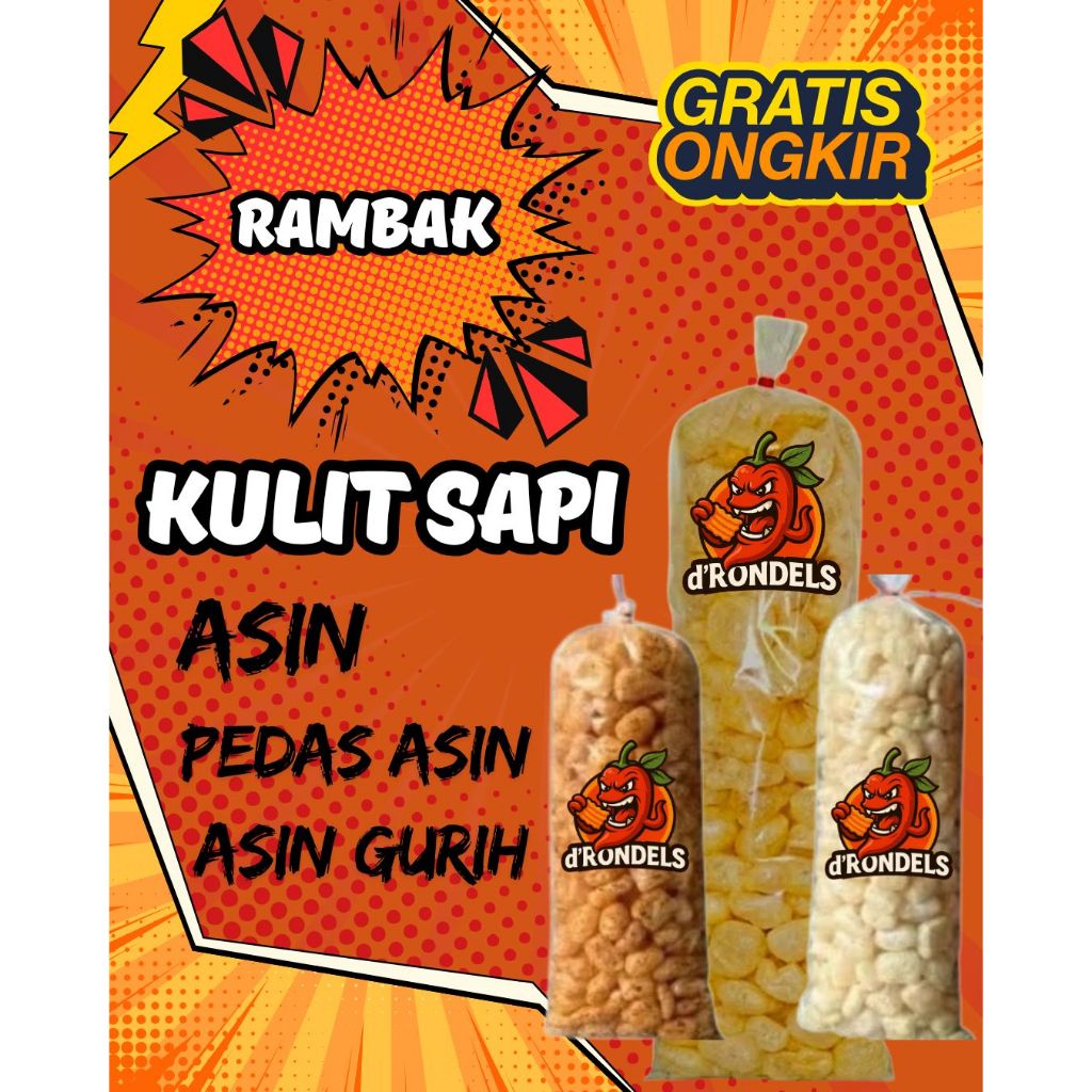 

200 gram rambak sapi/rambak kulit sapi 1bal/rambak sapi dorokdok /r ambak kulit sapi 200 gram