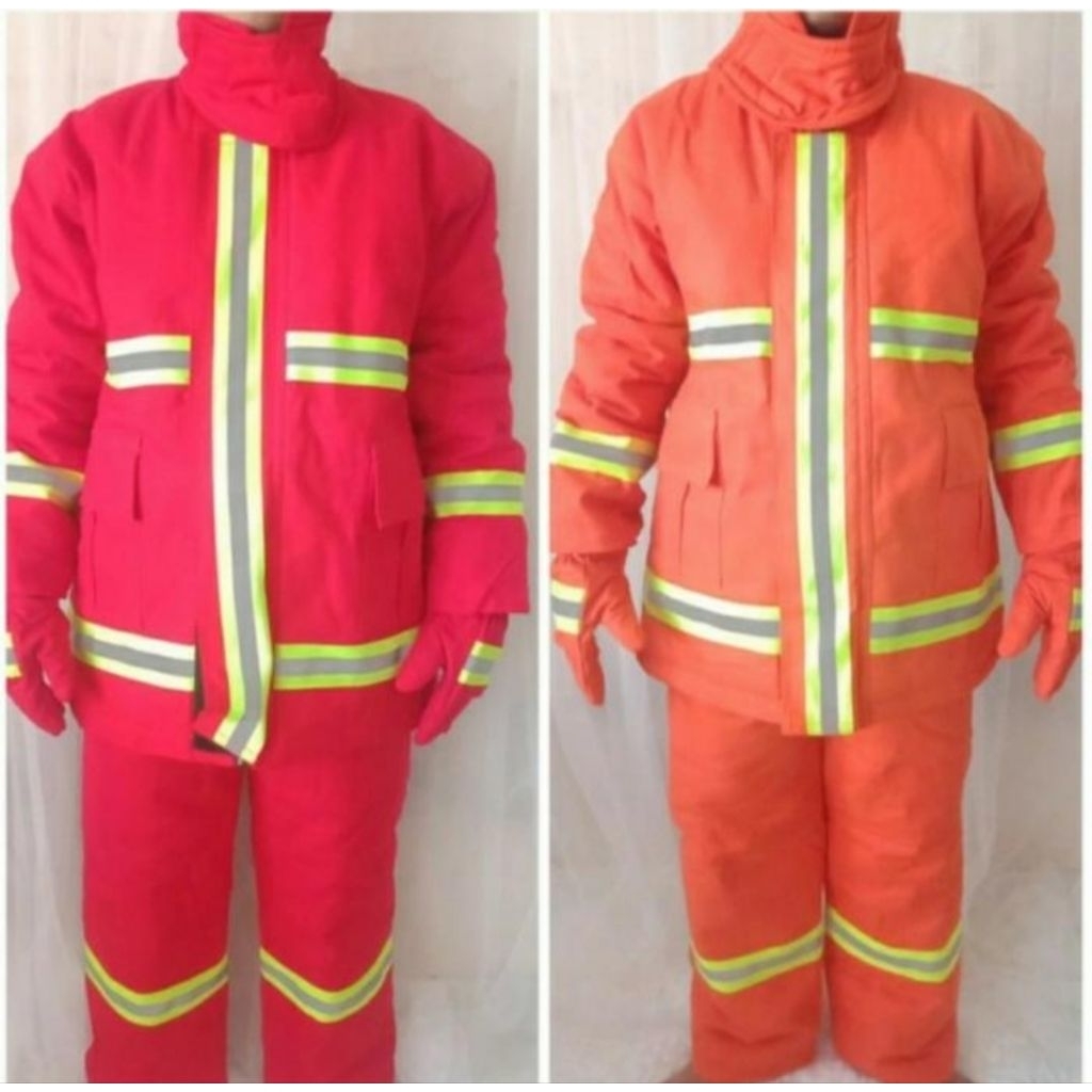 Baju pemadam kebakaran + sarung tangan pemadam baju pemadam kebakaran lokal -Merah
