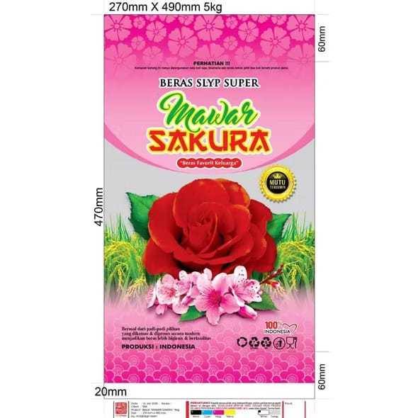 

JD.en Karung Beras Cap Mawar Sakura Karung Laminasi Kemasan 5 Kg