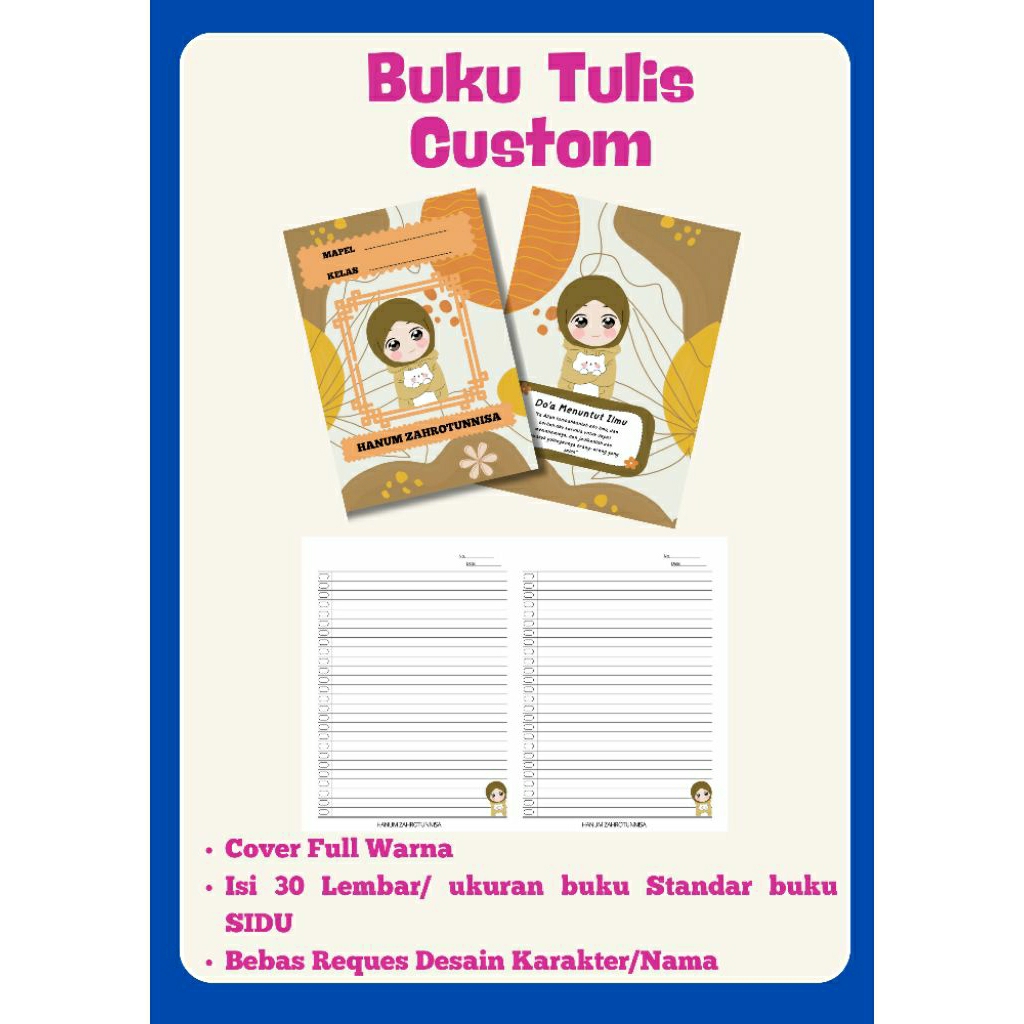 

buku tulis custom 1 pack isi 5pcs buku