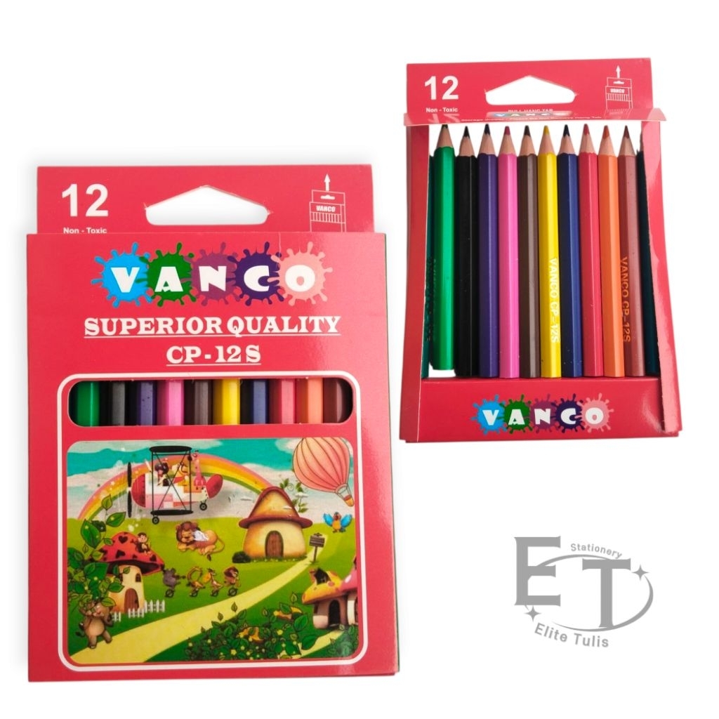 

SATU SET (12 WARNA) Pensil Warna isi 12 Pendek VANCO Van-Art CP-12S