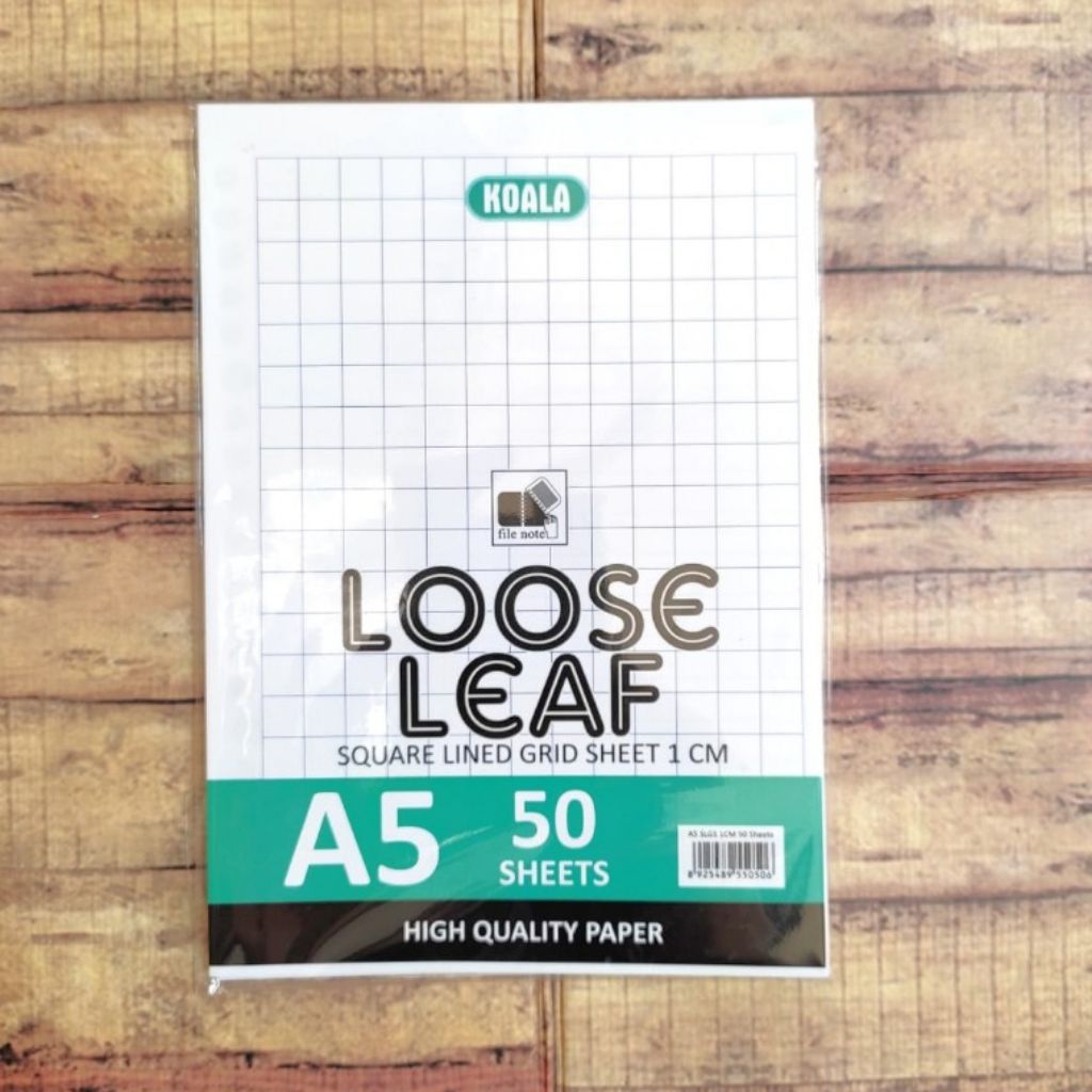 

[YOBANA] KOALA LOOSE LEAF ISI BINDER A5 KOTAK-KOTAK BESAR SQUARE LINED GRID SHEET 1 CM ISI 50 LEMBAR