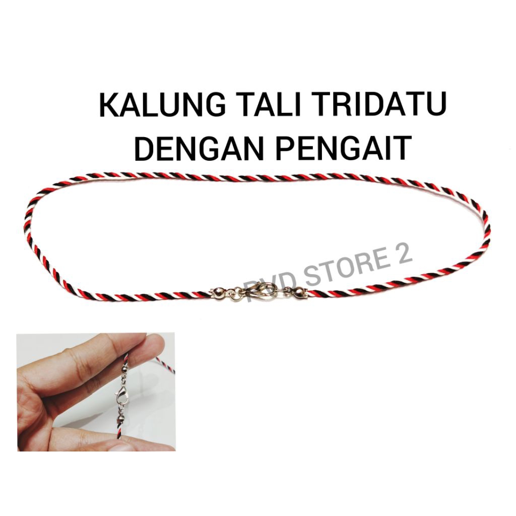 (READY) KALUNG TALI TRIDATU TIGA WARNA TELON MERAH PUTIH HITAM DENGAN PENGAIT TANPA LIONTIN / TRIDAT