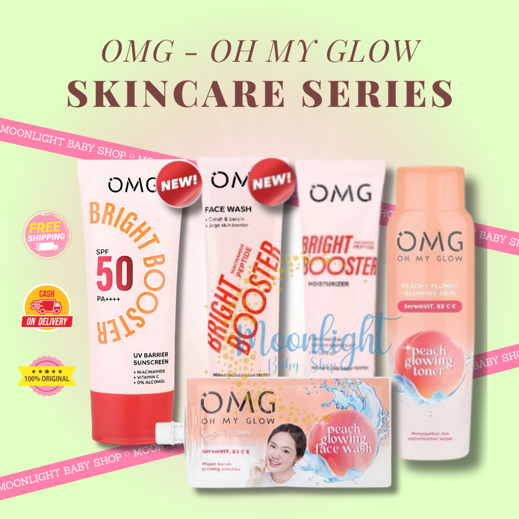 OMG Peach Glowing Series | Peachy Plumpy Glowing Skin | Cream | Face Wash | Toner | Krim Wajah | Sab