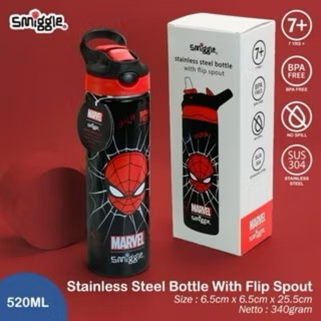 Botol Stainless Smiggle Marvel Hitam
