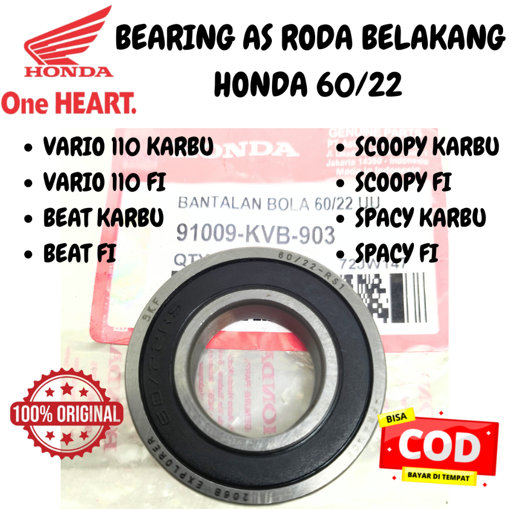 BEARING AS RODA BELAKANG KLAHAR HONDA PRES 60/22 VARIO 110 KARBU FI BEAT SCOOPY SPACY KARBU BEAT SPA
