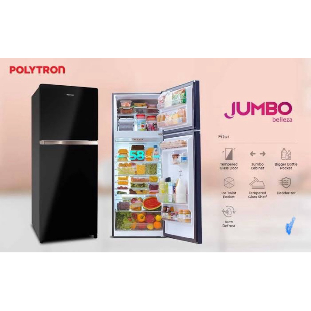 Kulkas Polytron 2 pintu belleza jumbo prw 29mnx. Kulkas 2 pintu polytron prw-29mnx