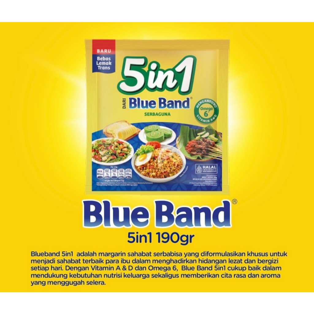 

Blue Band 5in1 Serbaguna Margarine 190gram/ Blueband/ Margarine Blueband