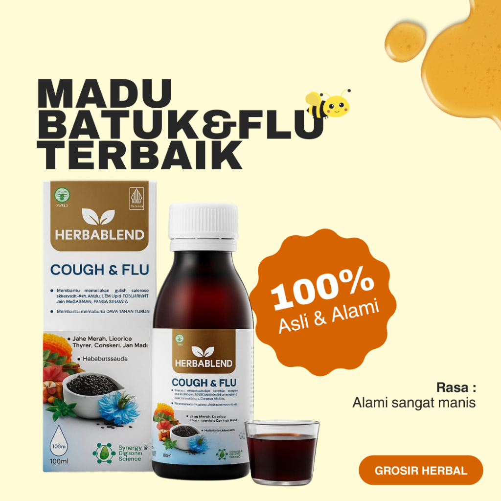 

Madu Batuk Herbablend Cough & Flu untuk Meredakan Batuk & Gejala Flu (100 ml)