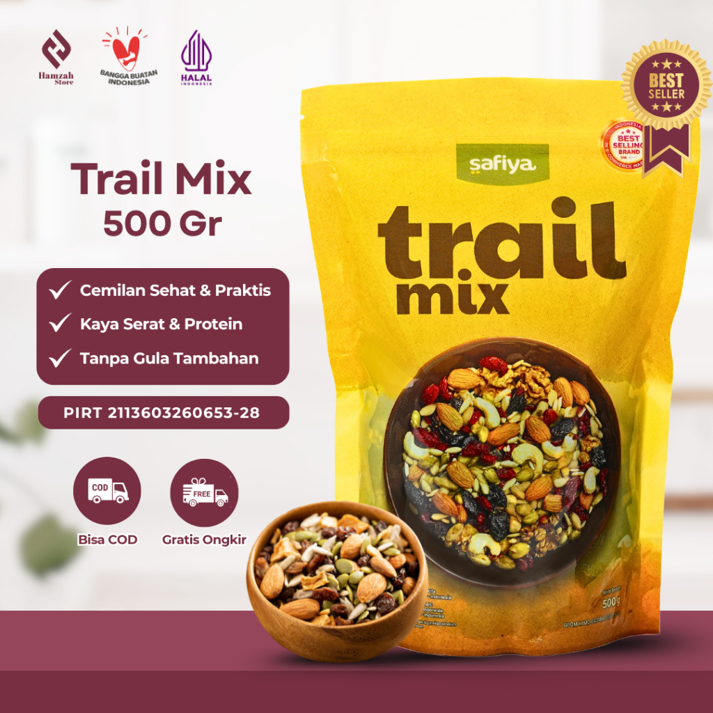 

Trail Mix Safiya 500gr - Dried Trail Mix Fruit Nut And Seed Makanan Sehat Premium