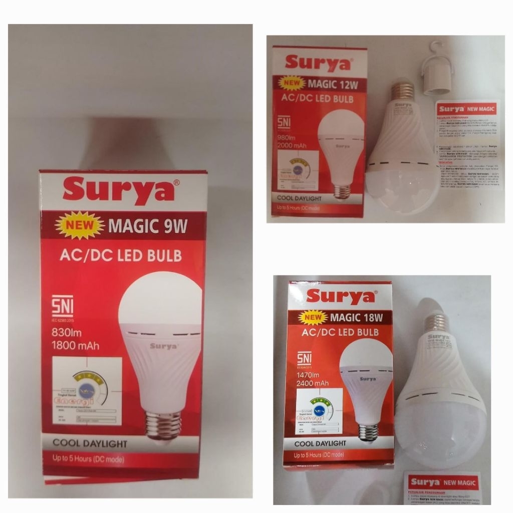 Lampu Surya Magic Tipe 9Watt/12Watt/18Watt / Lampu Emergency LED Buld New Magic Surya