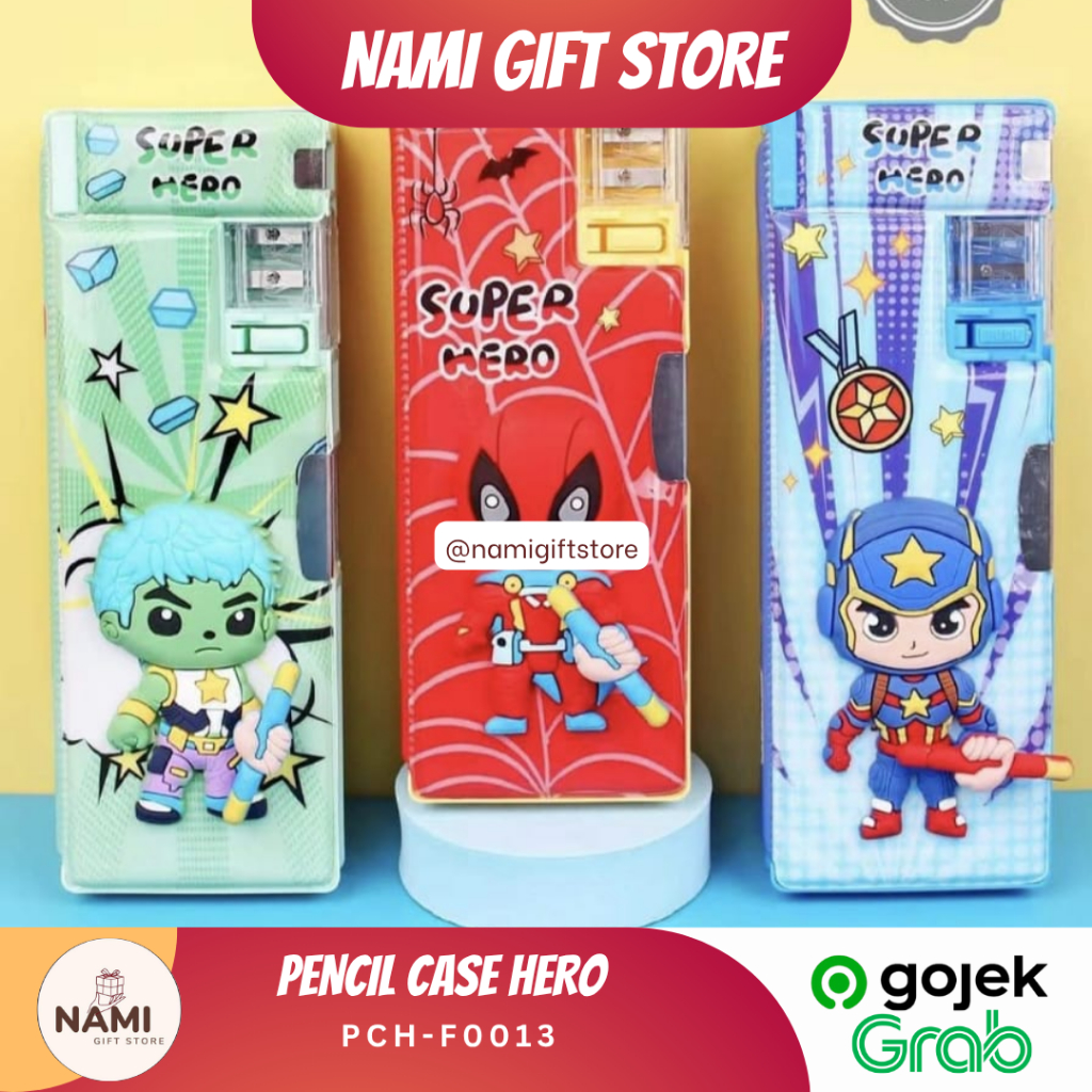 

[PCH-F0013] Pencil Case Hero Tempat Pensil Anak 3D Timbul Magnetic Multifungsi Alat Tulis Sekolah / Kotak Pensil Pencil Case Magnet Motif Pahlawan Super Di lengkapi Serutan dan Tempat Penghapus