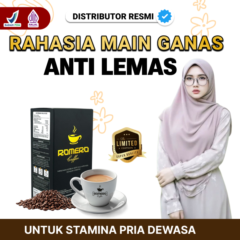 

KOPI ROMERO ORIGINAL KOPI STAMINA PRIA AMAN ( 100% BPOM & HALAL ) PAKET 1 BOX