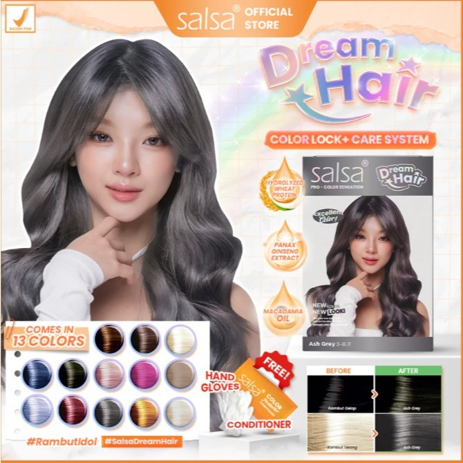  KYRA  Salsa Dream Hair Color Semir Rambut Permanen Warna Baru Ash Blonde Brown Ice Blue