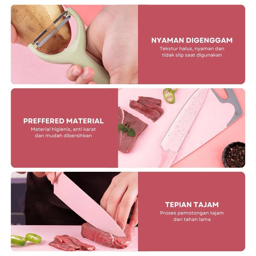 Big Sale Pisau Dapur Set Original Bahan Stainles Steel Premium Lengkap Kuat Dan Super Tajam