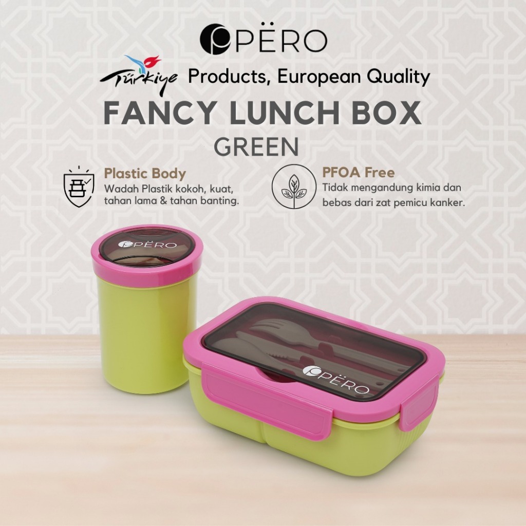 Pero Lunch Box Fancy With 2in1 Soup Container / Kotak Makan Anak Sekolah Traveling BPA FREE / Set Ko