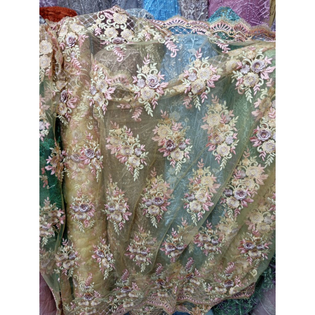 bahan tile bordir 3d motif tile valentino