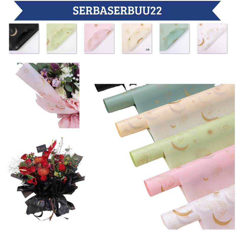 

Isi 20 LEMBAR Kertas Buket Motif Bulan Flower Wrapping Paper Moon Cellophane Florist KB111 SS22