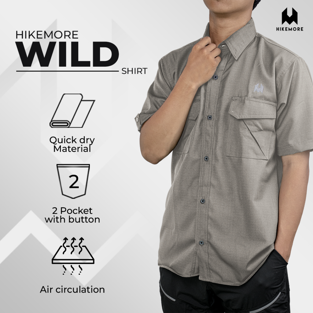 Kemeja Lengan Pendek Pria Wanita Outdoor Wild Hikemore Ori
