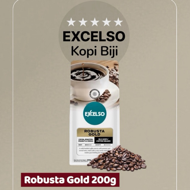 

Kopi Biji Excelso Robusta Gold 200g- Excelso kopi Biji