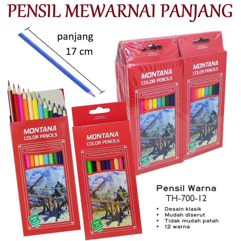 

pensil warna 12pcs panjang milton montana | alat gambar warna warni Superior Quality 12 Colored Pencils Bright and Smooth TH-700 pensil warna murah