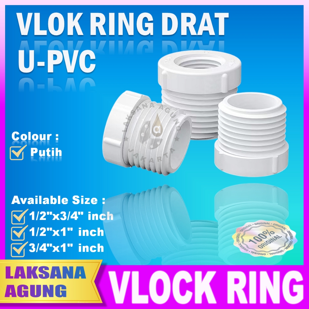 PVC Vlok Ring drat dalam drat luar 1/2x3/4" inch > Bushing > Over Shock Pvc 3/4"x1" inch Drat > Redu