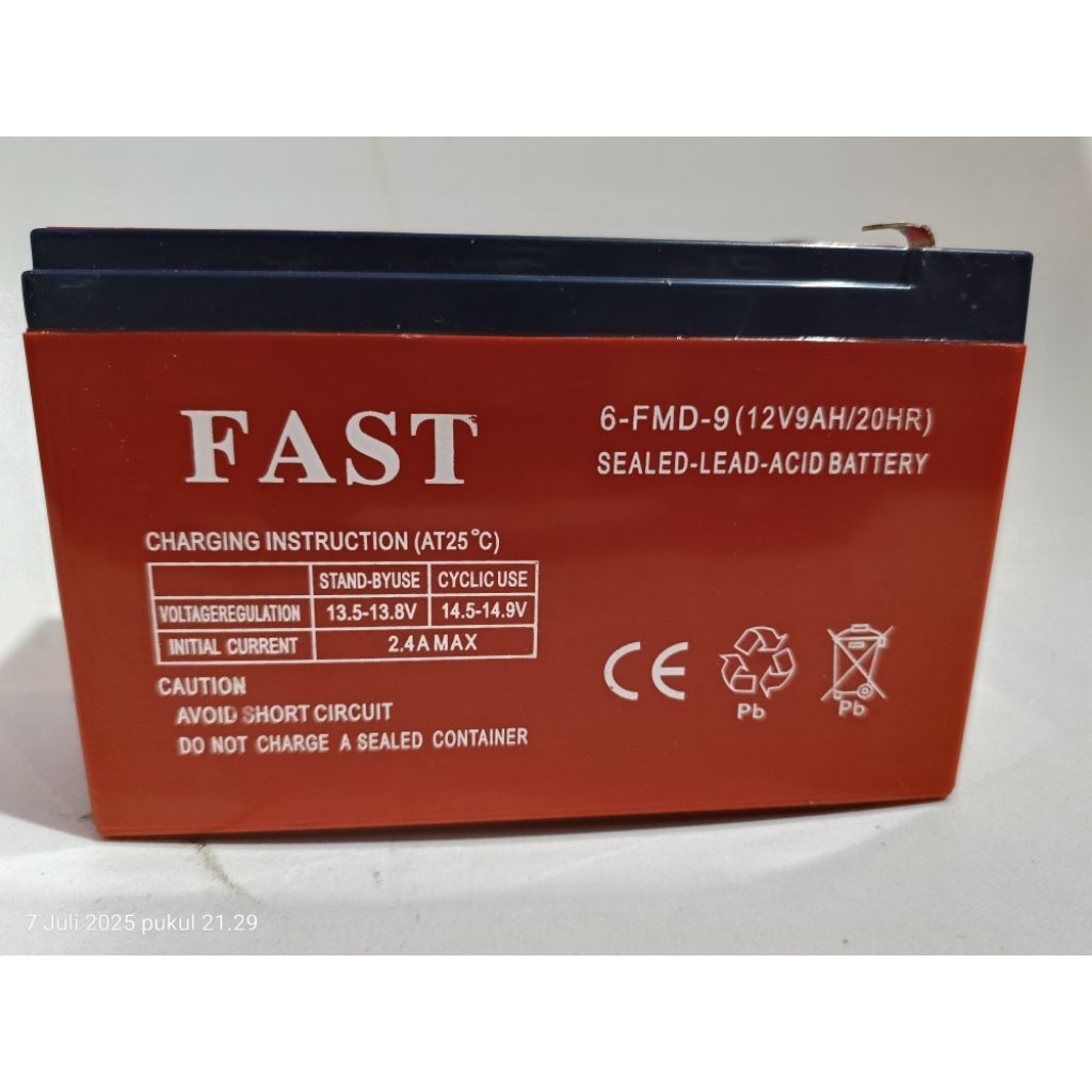AKI / ACCU / BATERAI sprayer 12VOLT 9AH/AMPERE merk FAST kuat 25tangki sekali cas