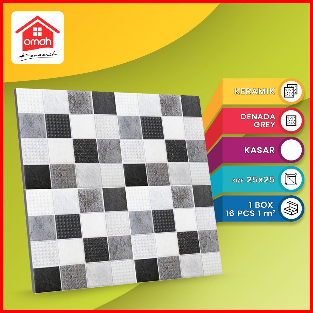 Keramik Lantai Kamar Mandi Tierra 25x25 Denada Grey