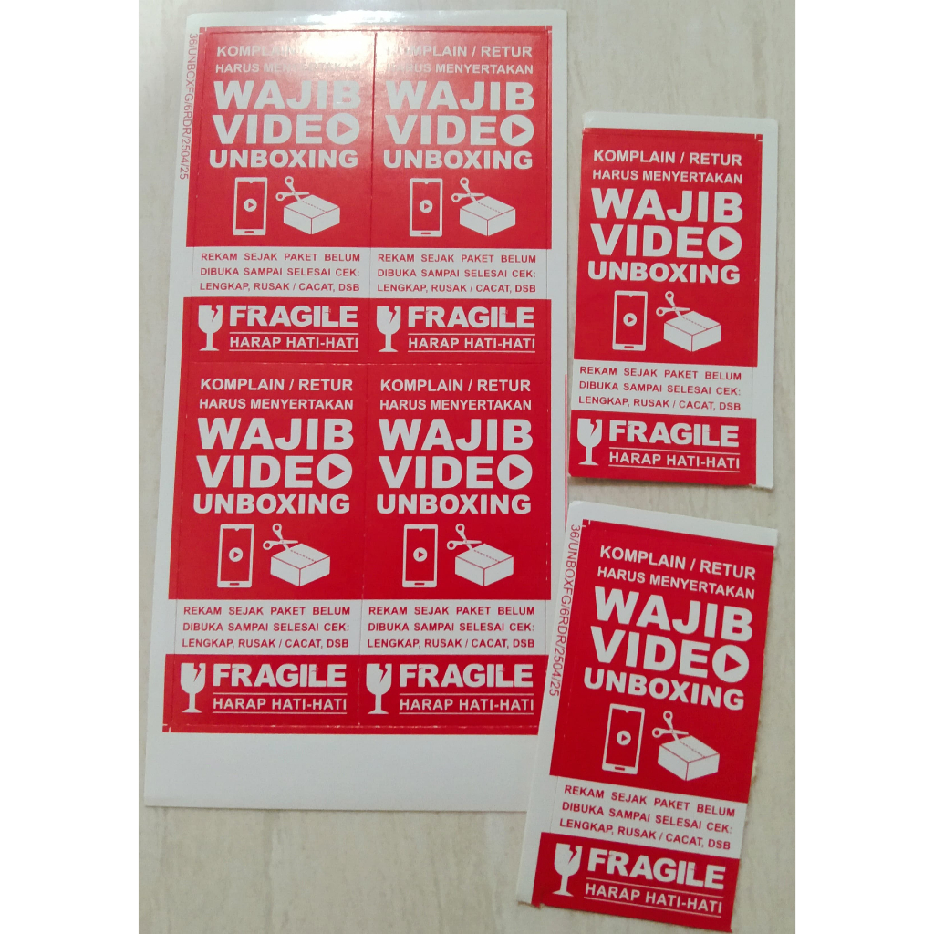 

Sticker Wajib Video Unboxing Fragile Ukuran 3x6cm Jual Perpcs