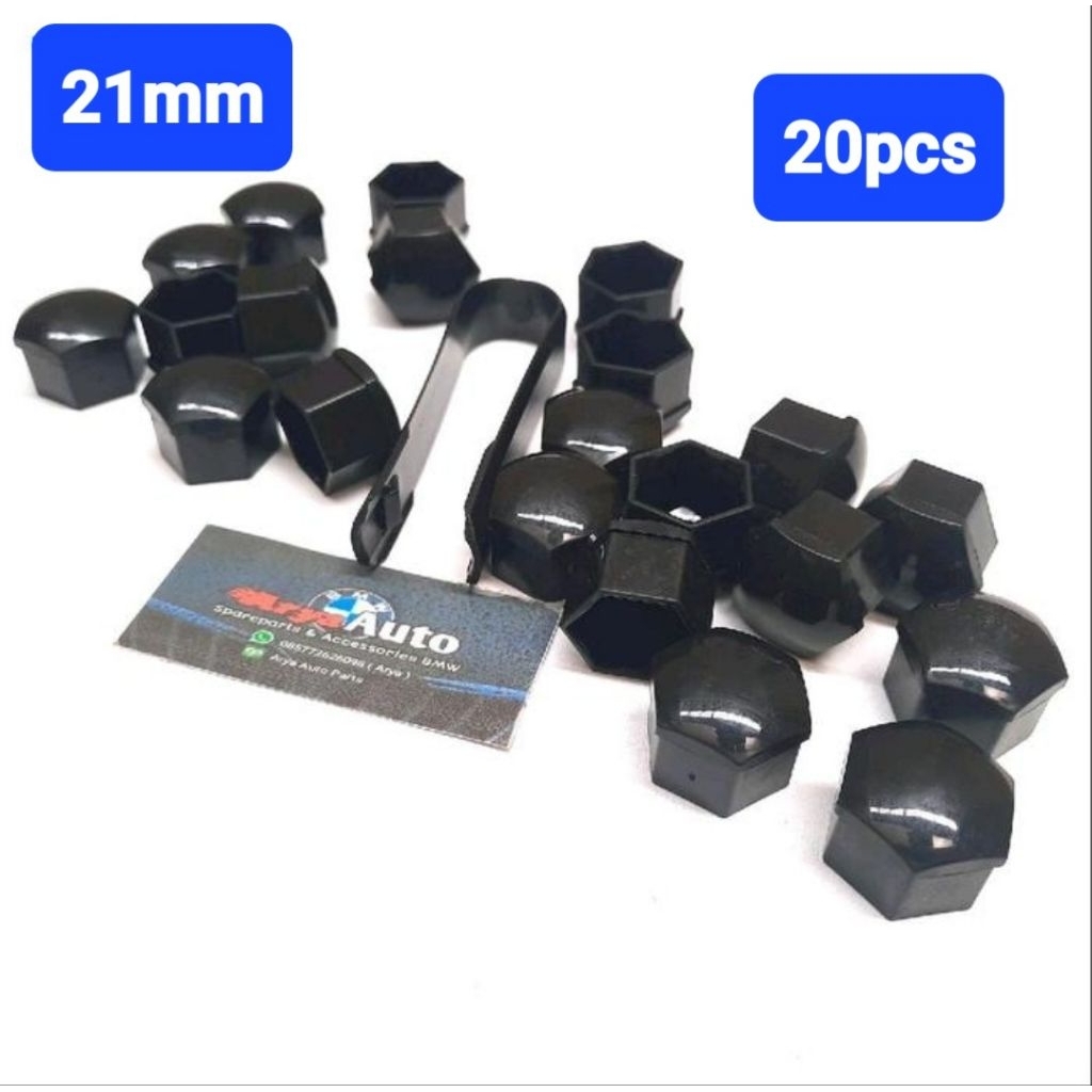 cover tutup baut roda MOBIL HITAM 21mm 20pcs + klip pembuka Universal