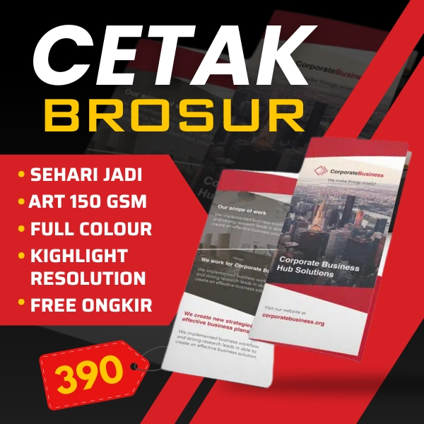 

Cetak Flyer Brosur 10 cm x 21 cm/ Print Brosur Leaflet / Cetak Flyer Art Paper 150 gsm Termurah