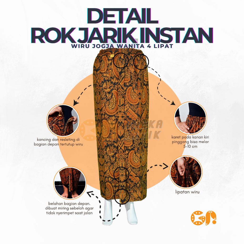 Promo  Rok Jarik Wiru Solo Wanita Dewasa Rok Instan Pakaian Adat Jawa Batik Motif Kembang