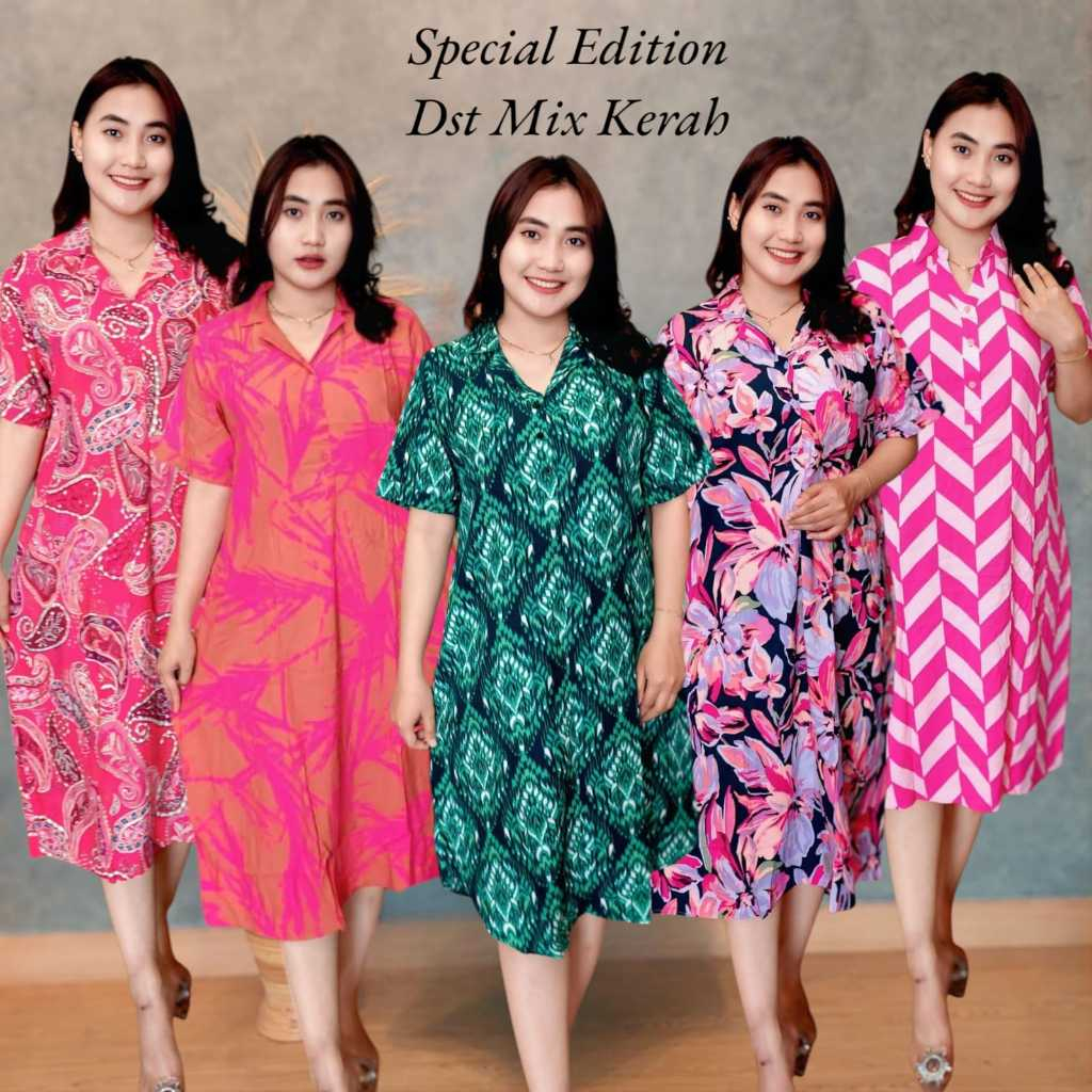 Kartika Batik  Daster Feranda Kerah Piyama Kemeja Rayon Lengan Pendek - Limited Edition